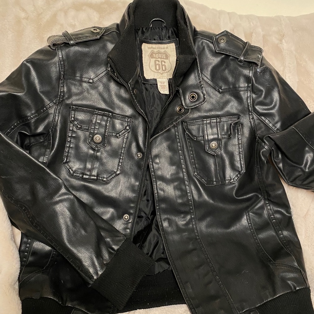 Faux leather biker jacket